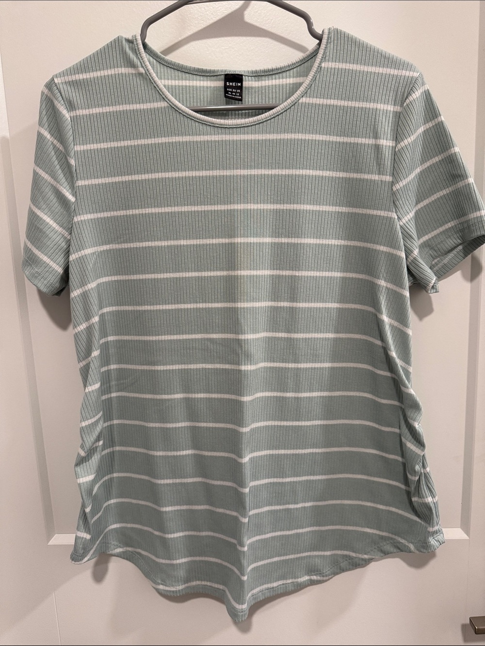 SHEIN Mint Green and White Striped Short Sleeve Tee size xl